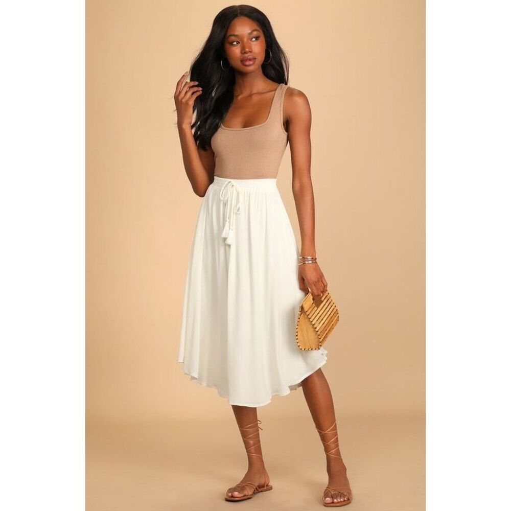 Lulus Regatta Ivory Tassel Midi Skirt White - Size S